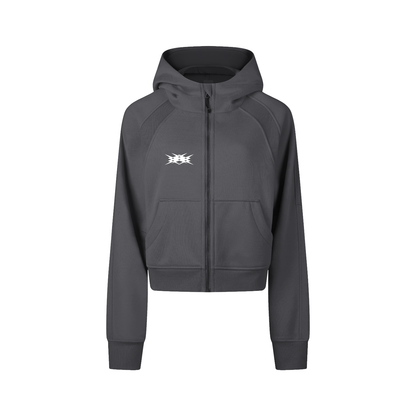 zip-hoodie,cropped,bodycon,fitted,stretch-fabric,tight-fit,clean-basic,sporty