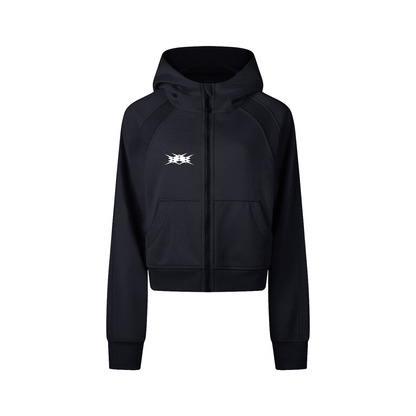 zip-hoodie,cropped,bodycon,fitted,stretch-fabric,tight-fit,clean-basic,sporty