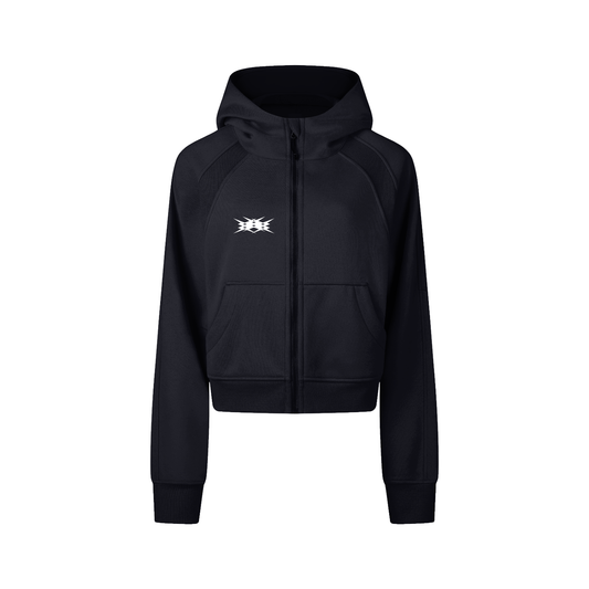zip-hoodie,cropped,bodycon,fitted,stretch-fabric,tight-fit,clean-basic,sporty